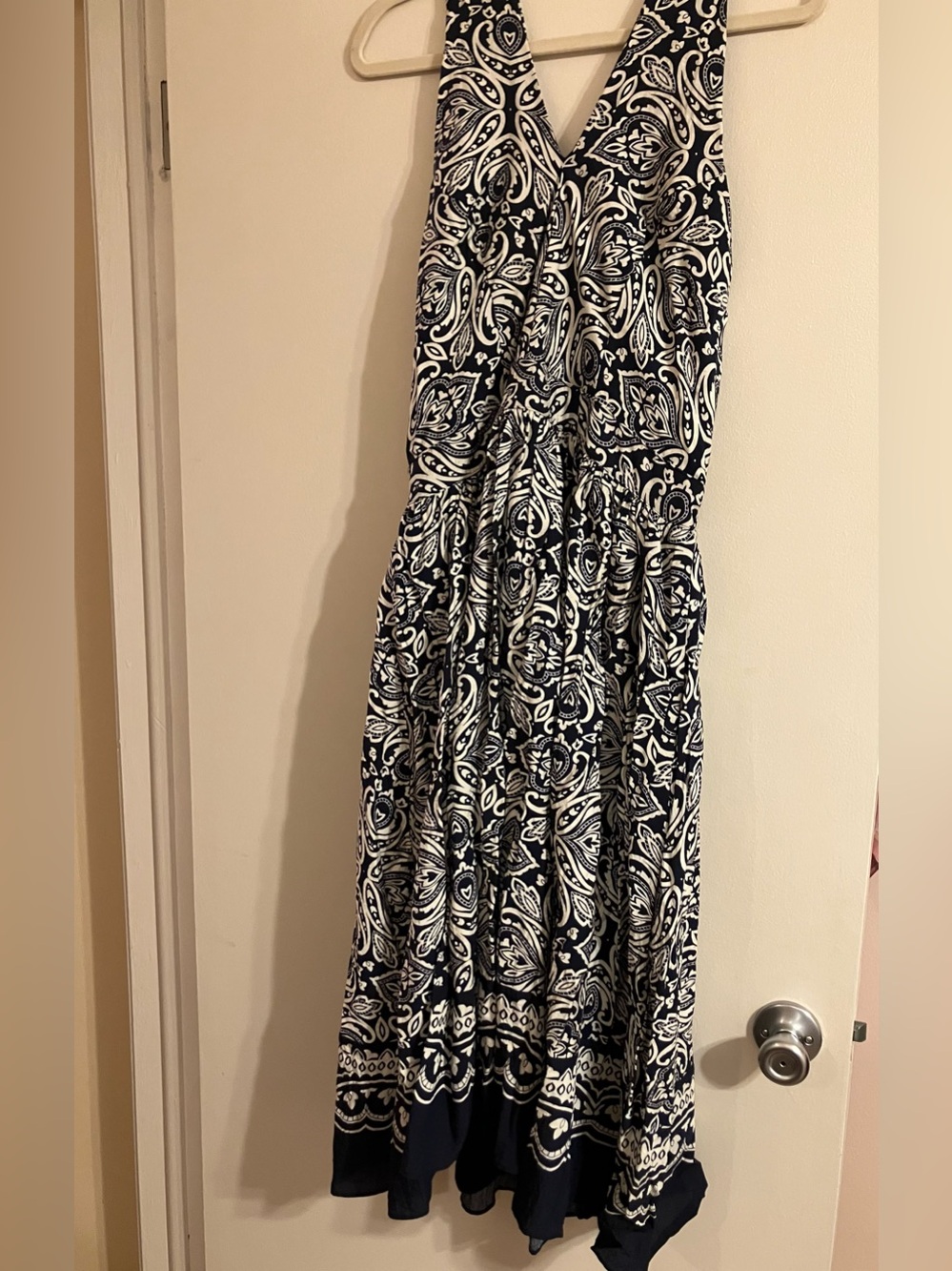 Lane Bryant Navy and White Paisley Maxi Skirt